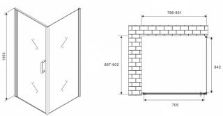 Душевой уголок ABBER Sonnenstrand AG04080M-S90M 80x90см хром